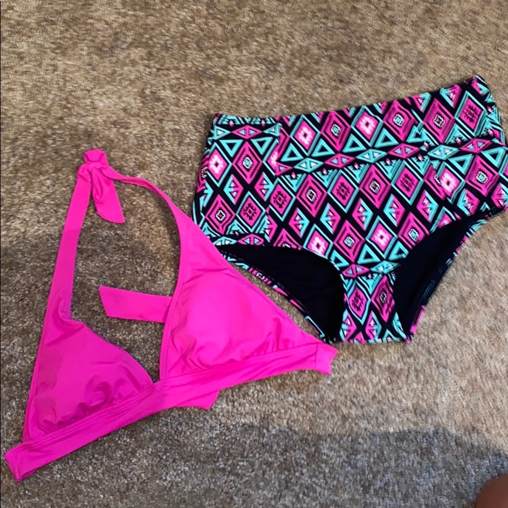 Pink Aztec print bathing suit